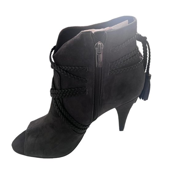 NEW Vince Camuto Womens Suede Open Toe Booties, Black Size:10M - Picture 4 of 11
